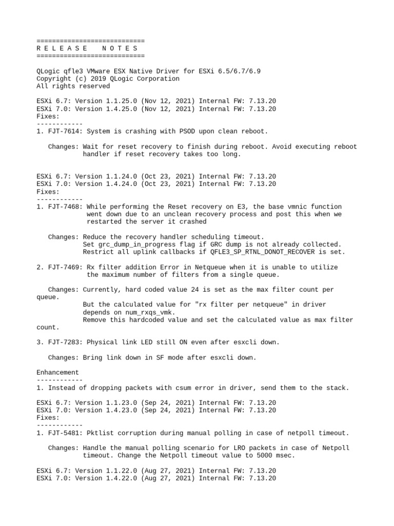 Release Notes Qfle3-1.4.25.0 | PDF | Network Interface Controller ...