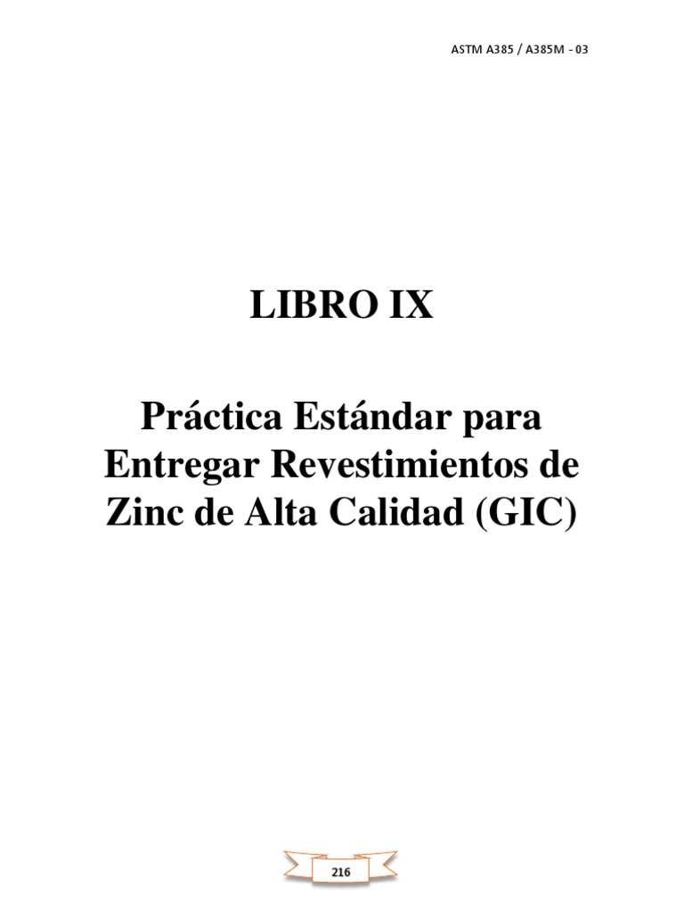 Revestimientos de Zinc: ASTM A385 | PDF | Acero | Tornillo