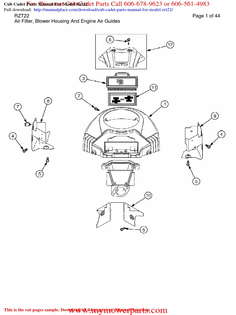 Cub Cadet Parts Manual For Model Rzt22 PDF Carburetor Throttle