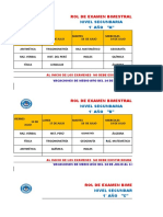 Rol de Examen Secundaria 2023