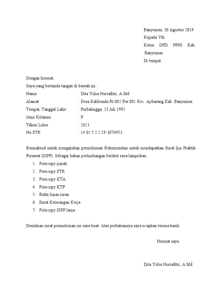 Surat Permohonan Rekomendasi | PDF