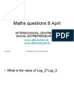 Maths Questions 8 April: Afterschoool Centre For Social Entrepreneurship