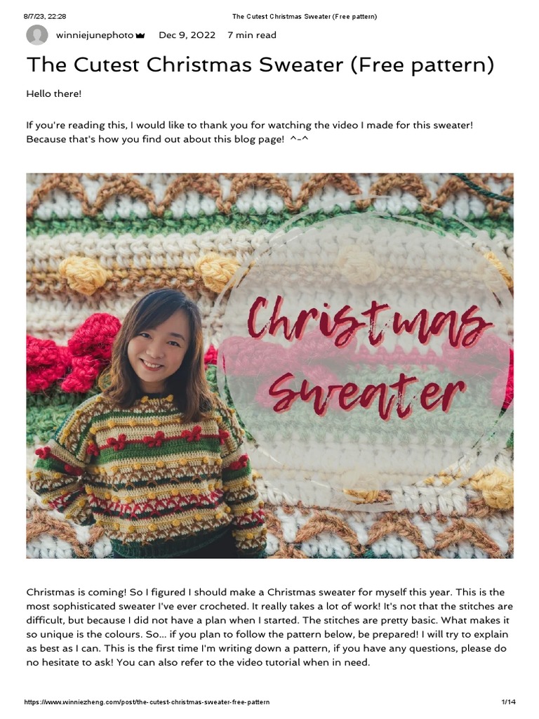 The Cutest Christmas Sweater (Free Pattern) PDF Crochet Textile Arts