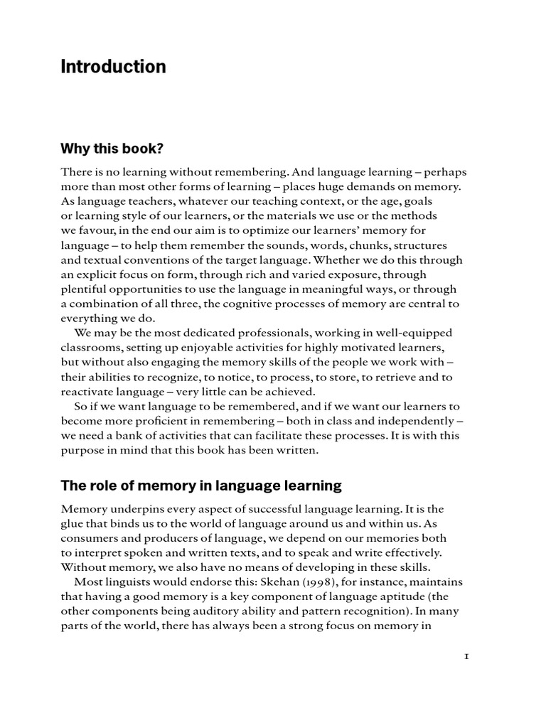 Memory's Role in Language Learning | PDF | Memory | Working Memory