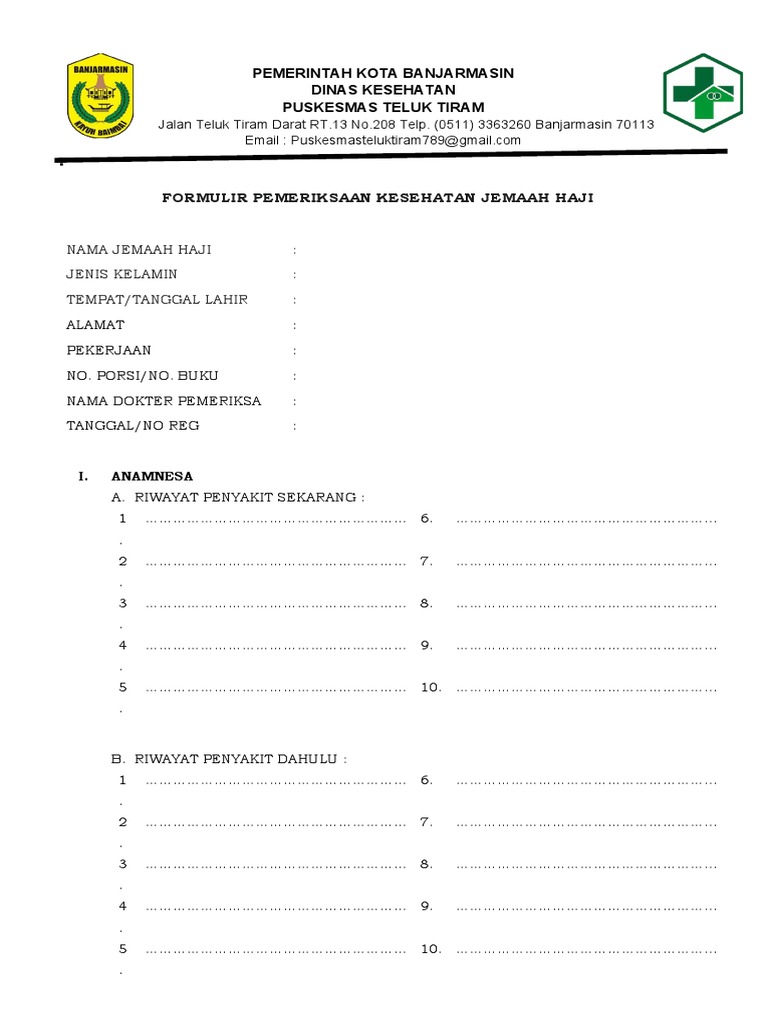 Formulir Pemeriksaan Kesehatan Haji | PDF