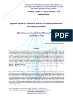 Jogos de Regras e o Ensino Do Sistema de Numeração Decimal: Um Estudo Preliminar