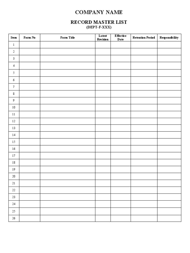 Record Master List | PDF