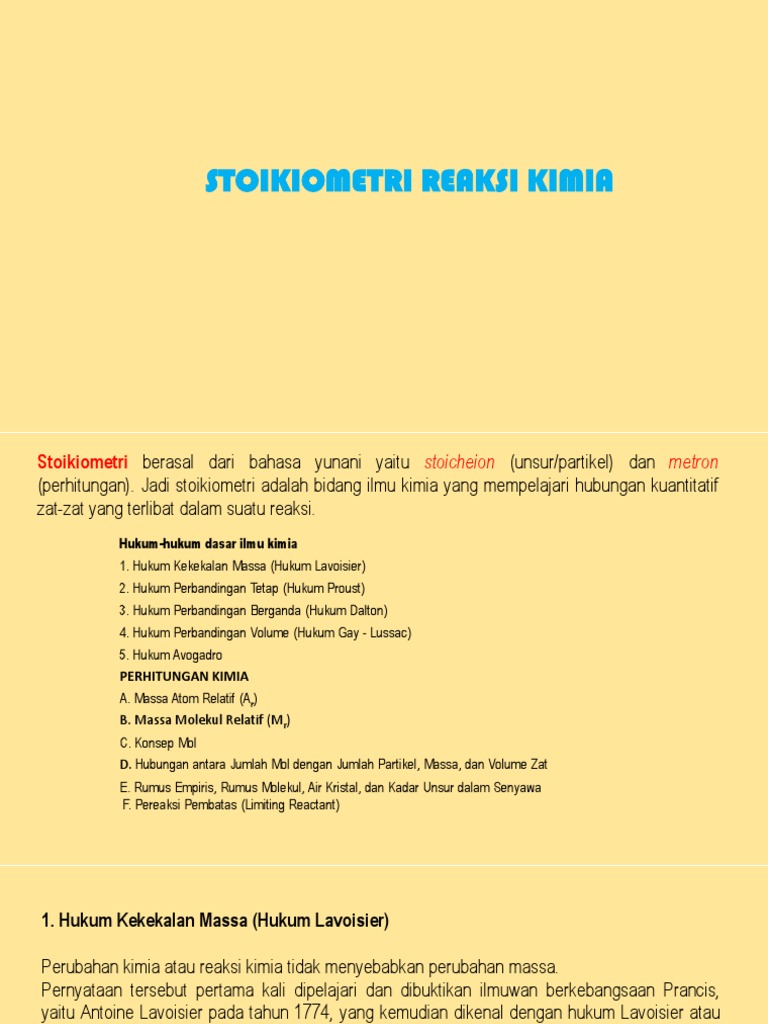 Stoikiometri Reaksi Kimia | PDF | Metode & Bahan Ajar | Sains & Matematika