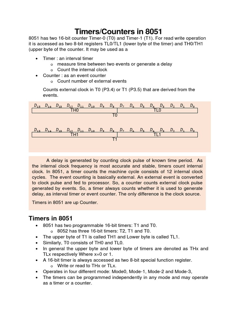 Timers and Counters in 8051 Microcontroller | PDF | Electronic ...