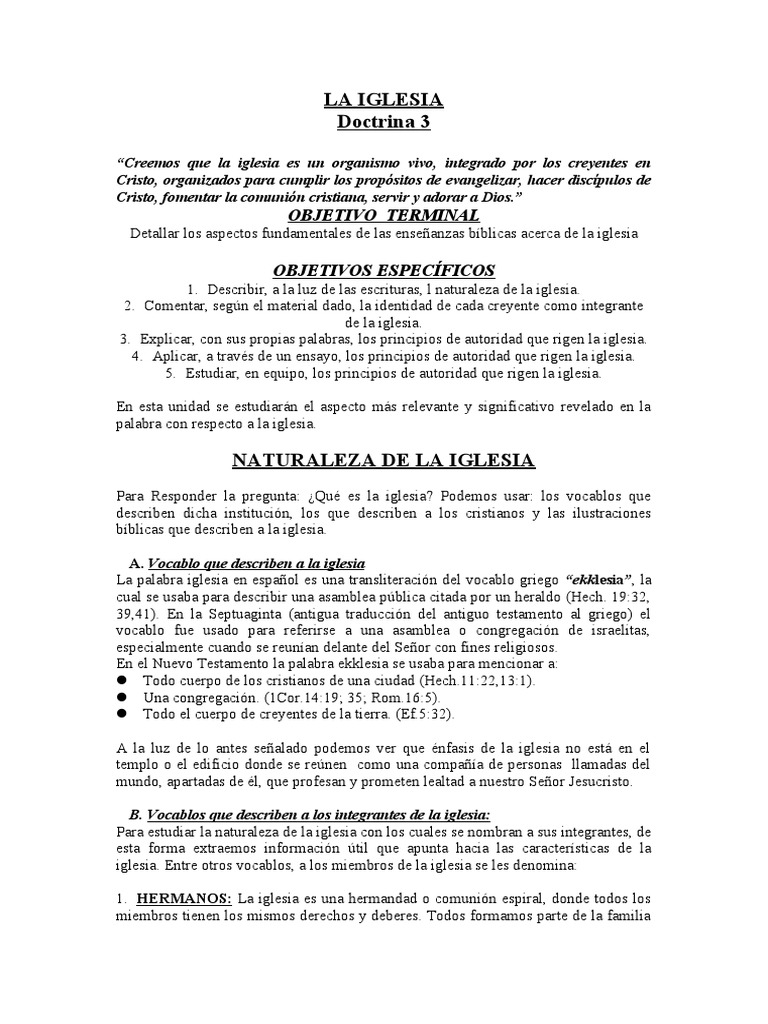 Naturaleza y Doctrina de la Iglesia | PDF | Iglesia cristiana | Iglesia ...