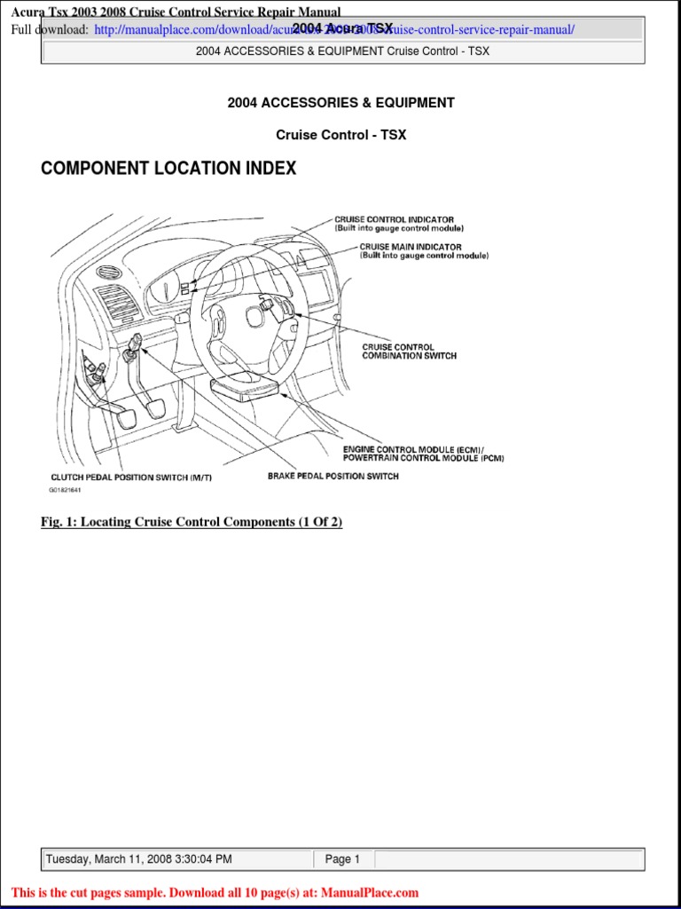 Acura TSX 2003 2008 Cruise Control Service Repair Manual PDF