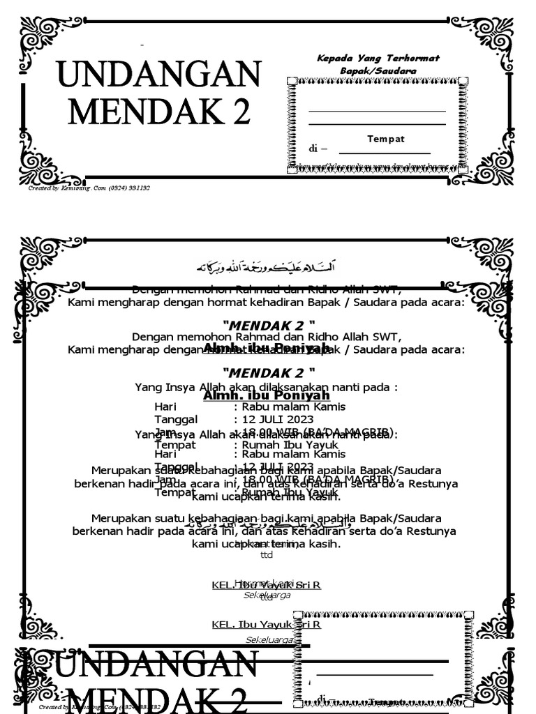 Undangan Mendak | PDF