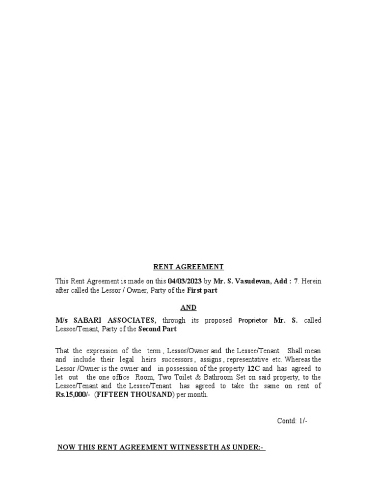 Office Rent Agreement Template | PDF | Lease | Leasehold Estate
