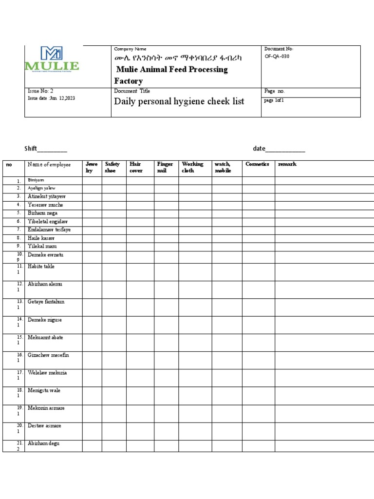 Daily Personal Hygiene | PDF