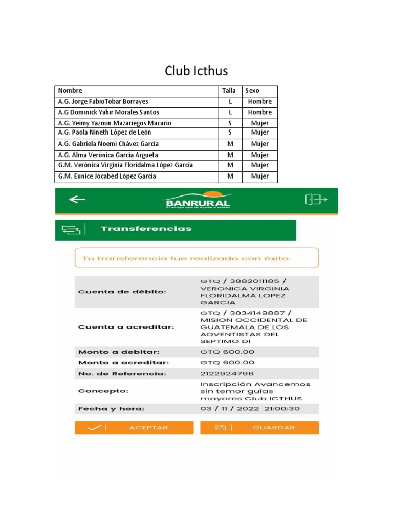 Lista de Miembros del Club Icthus | PDF