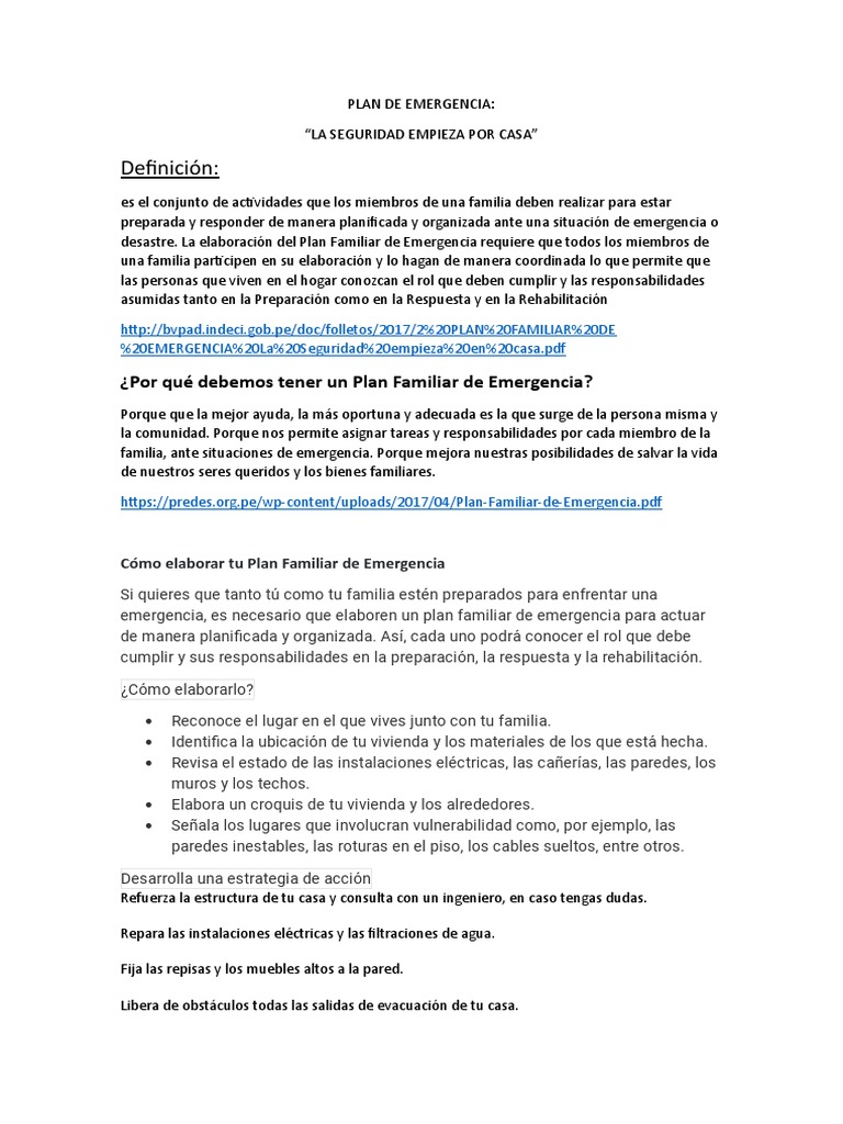Plan Familiar de Emergencia Esencial | PDF