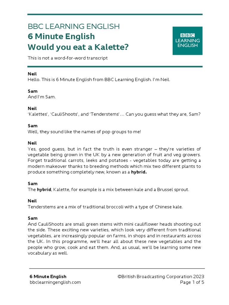 Would You Eat A Kalette PDF Kale Vegetables