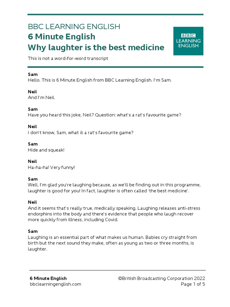Laughter: The Best Medicine Explained | PDF | Laughter
