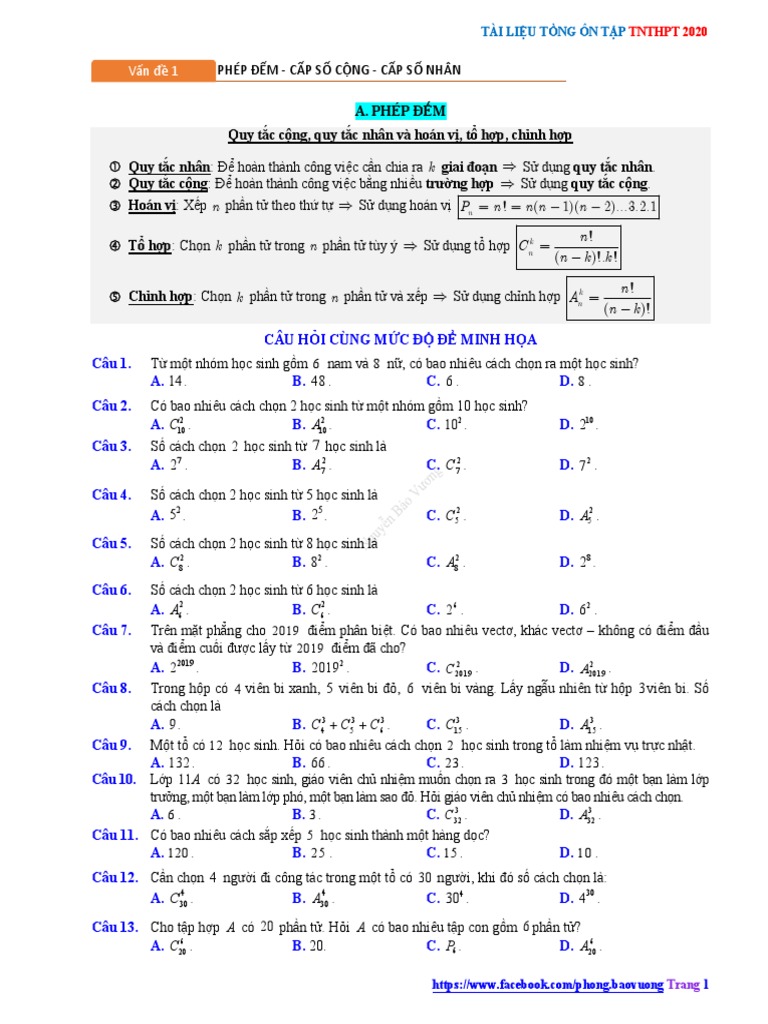 Tong on tap tn thpt 2020 mon toan phep dem cap so cong cap so nhan pdf