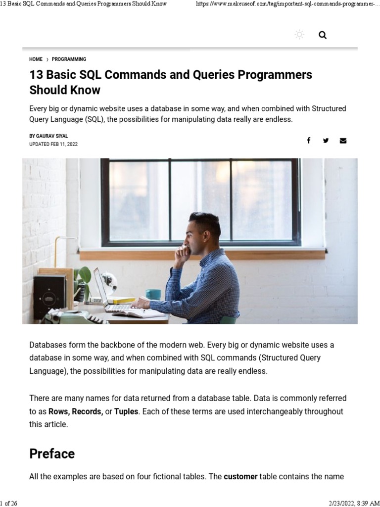 13 Basic SQL Commands and Queries Programmers Should Know | PDF
