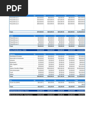 Profit and Loss Statement - Statement