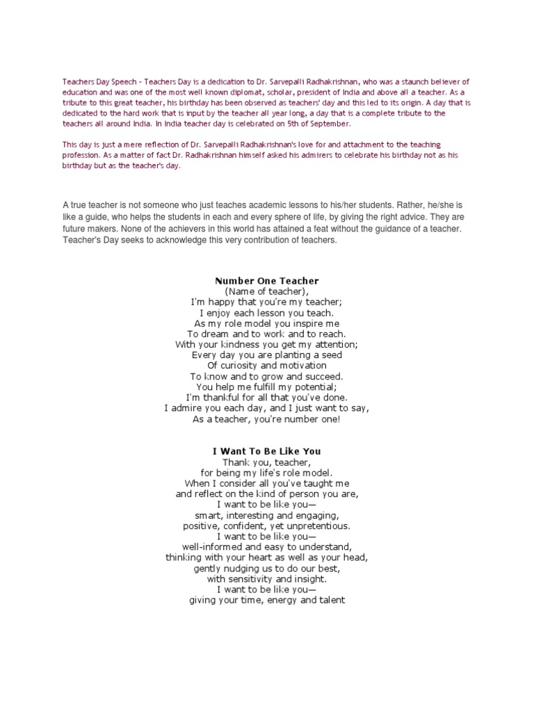 Speech essay spm teachers day image