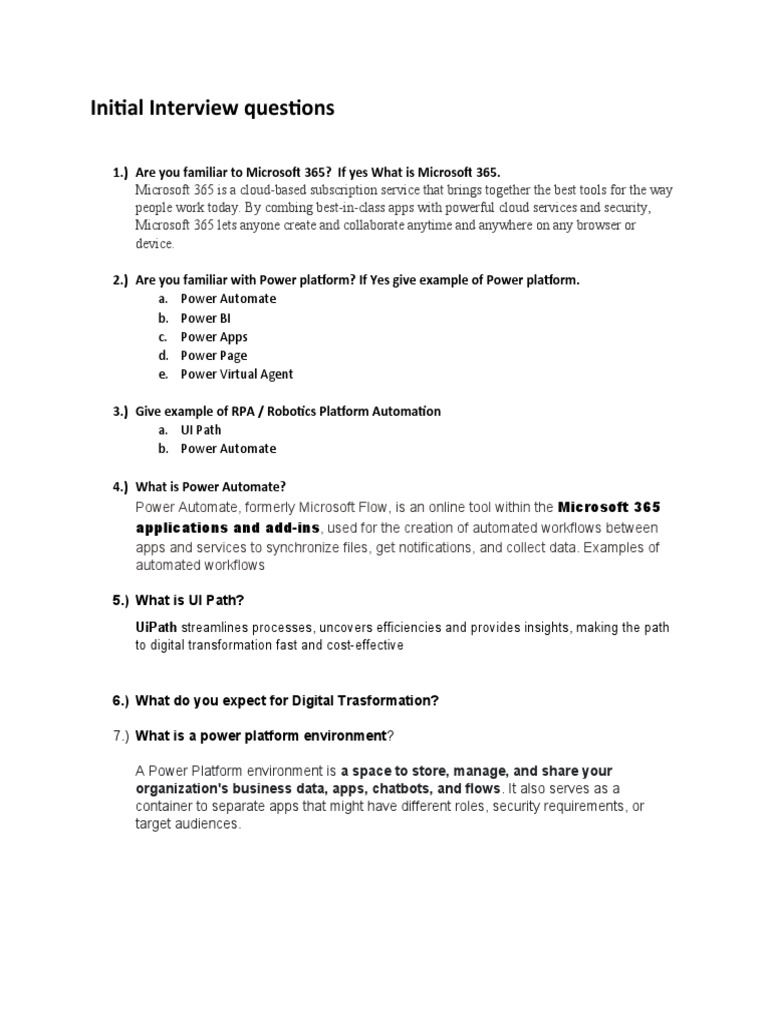 Initial Interview Questions PDF