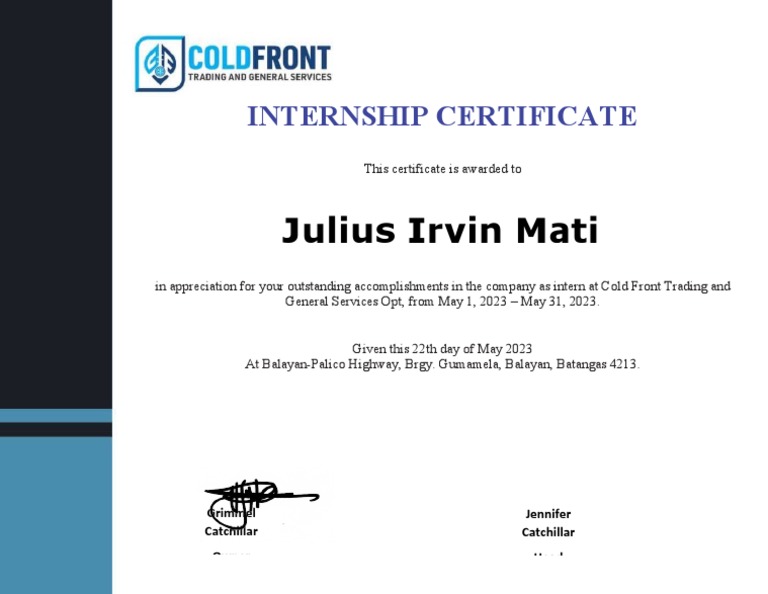 Internship Certificate PDF