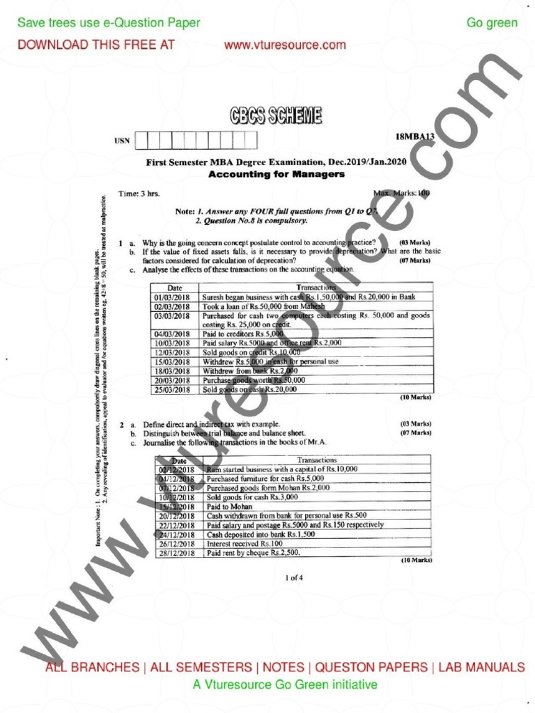 Accounting For Managers Question Paper Pdf