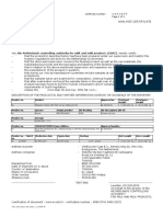 Draft Analysis Certificate