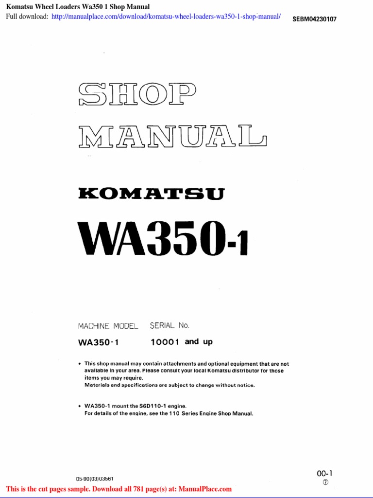 KOMATSU WA350 SERVICE MANUAL PDF