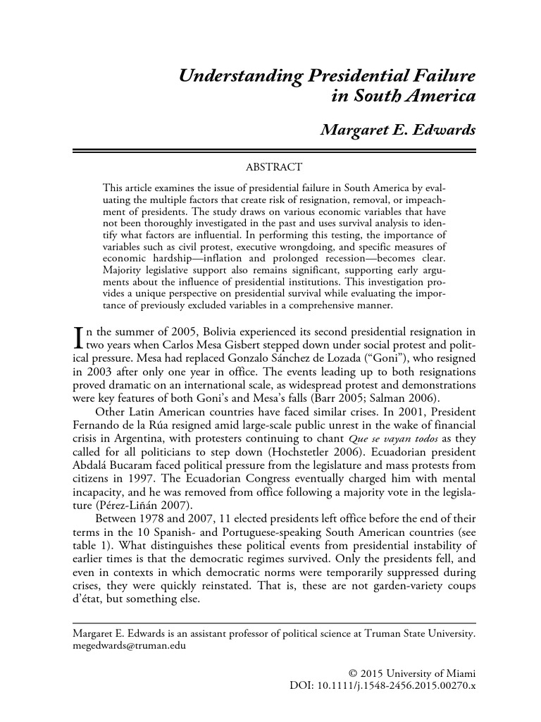 Understanding Presidential Failure in South America | PDF ...
