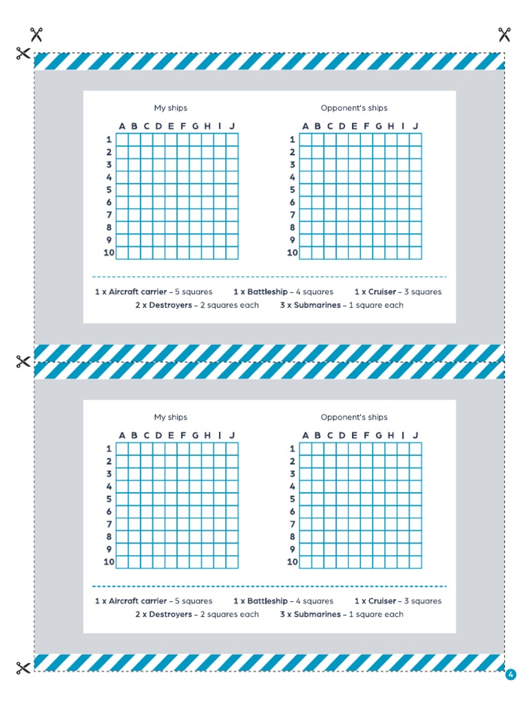 Battleship Game Board Grids Printable | PDF