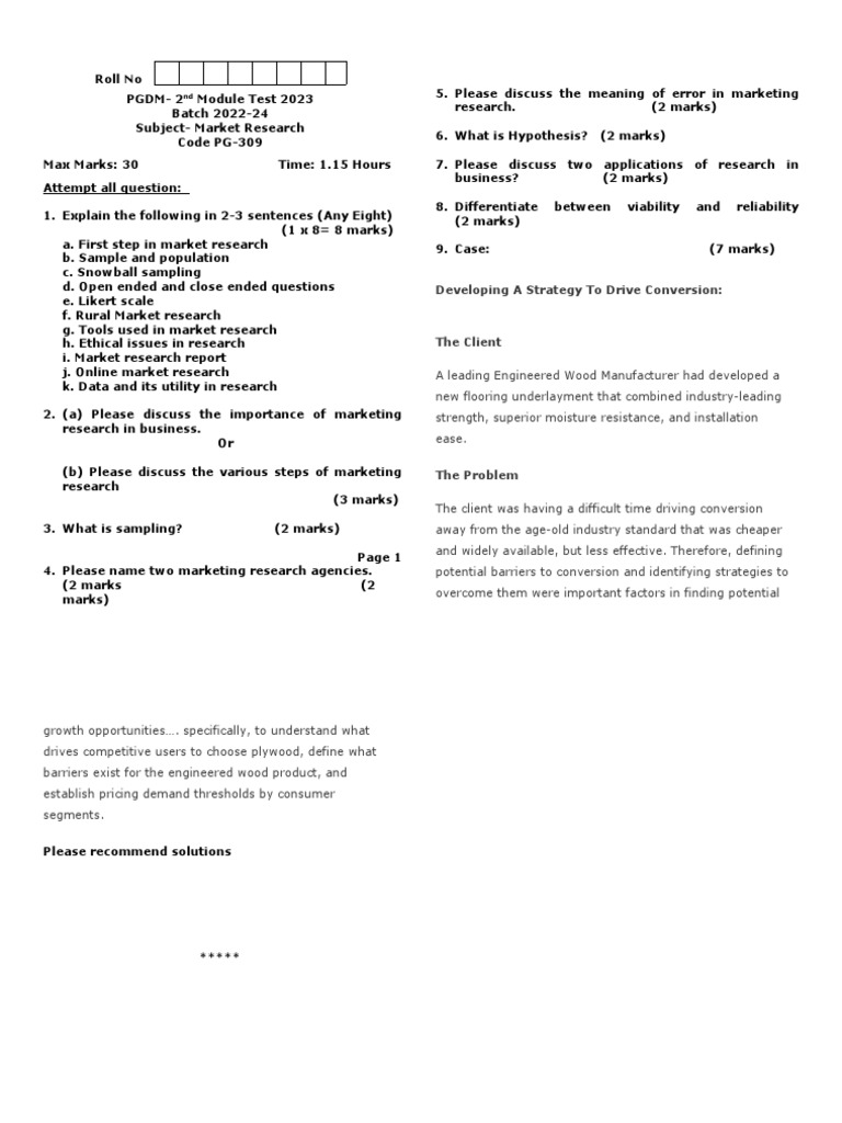 Market Research 1 Pdf Marketing Research Marketing