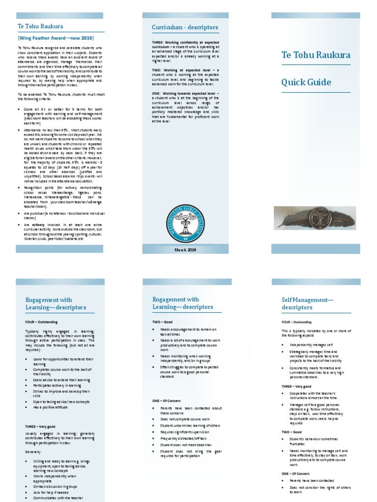Te Tohu Raukura Award Criteria Guide | PDF