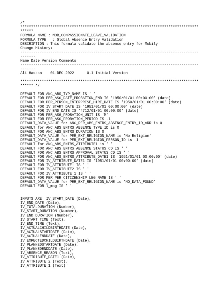Mob Compassionate Leave Validation | PDF | Computer Programming | Computing