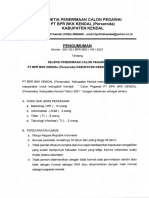 Seleksi Penerimaan Calon Pegawai PT BPR BKK Kendal Perseroda Kab Kendal Tahun 2021