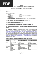 ZAMBIA IMPROVED RURAL CONNECTIVITY PROJECT (P106596P159330) Abbreviated Procurement Plan Project Preparation Fund