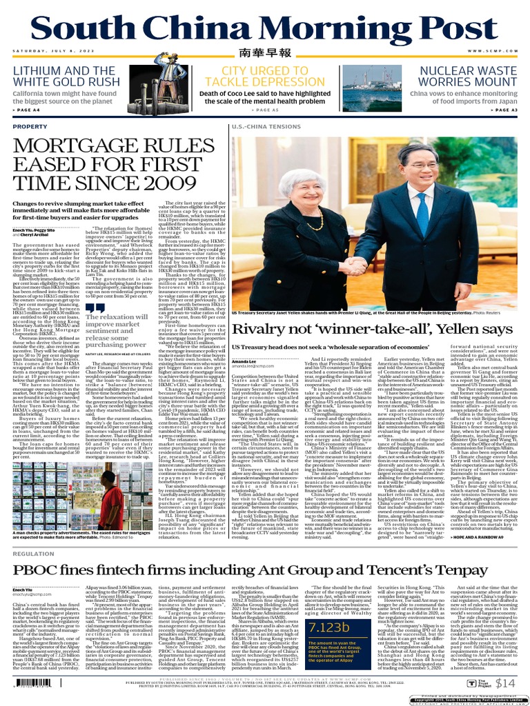 South China Morning Post (2023!07!08) | PDF | Loan To Value Ratio |  Mortgage Loan