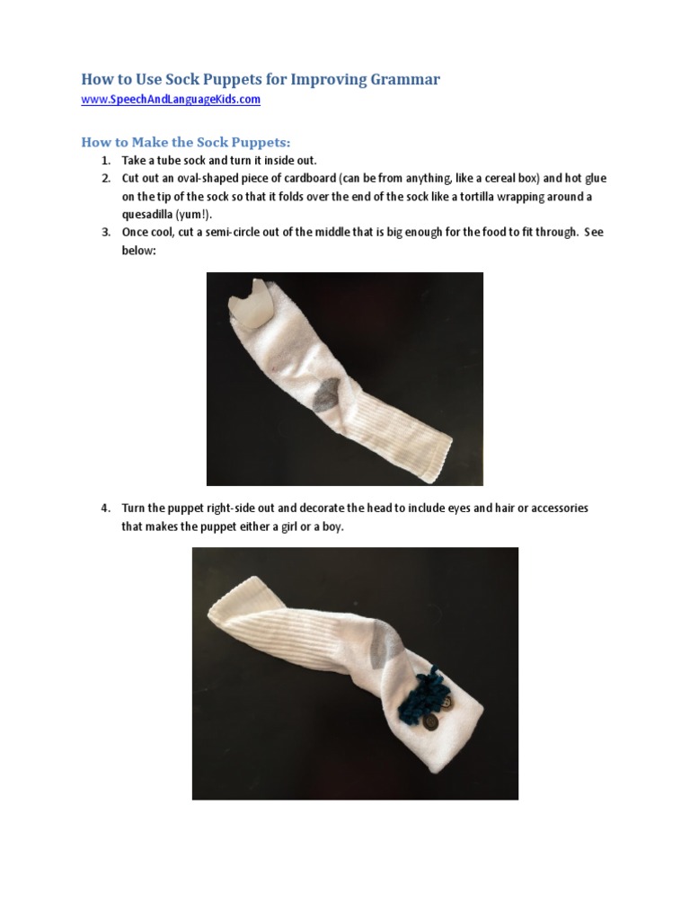 Sock Puppet Instructions and Food Cut Outs PDF | PDF