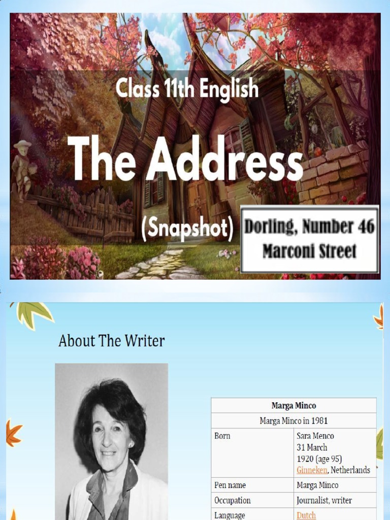 PDF The Address Class 11 | PDF