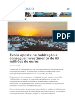 #FINANCIAMENTO - Évora Aposta Na Habitação e Consegue Investimento de 63 Milhões de Euros - Diário Imobiliário - 20200717