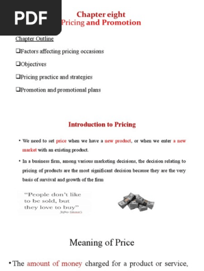 Marketing Ch 8 Pricing and Promotion