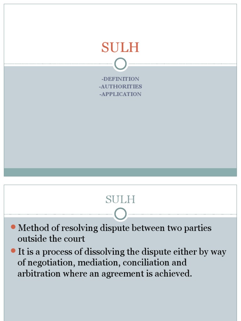 Understanding Sulh in Dispute Resolution | PDF | Sharia | Justice
