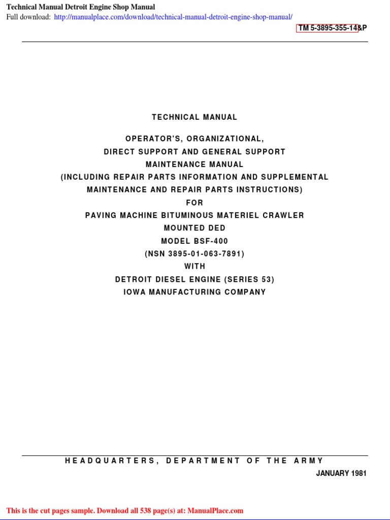 Technical Manual Detroit Engine Shop Manual PDF Internal Combustion