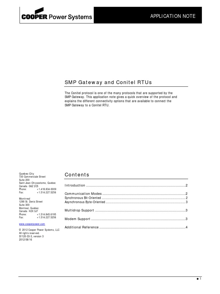 SMP Gateway and Conitel RTUs | PDF | Modem | Computer Science