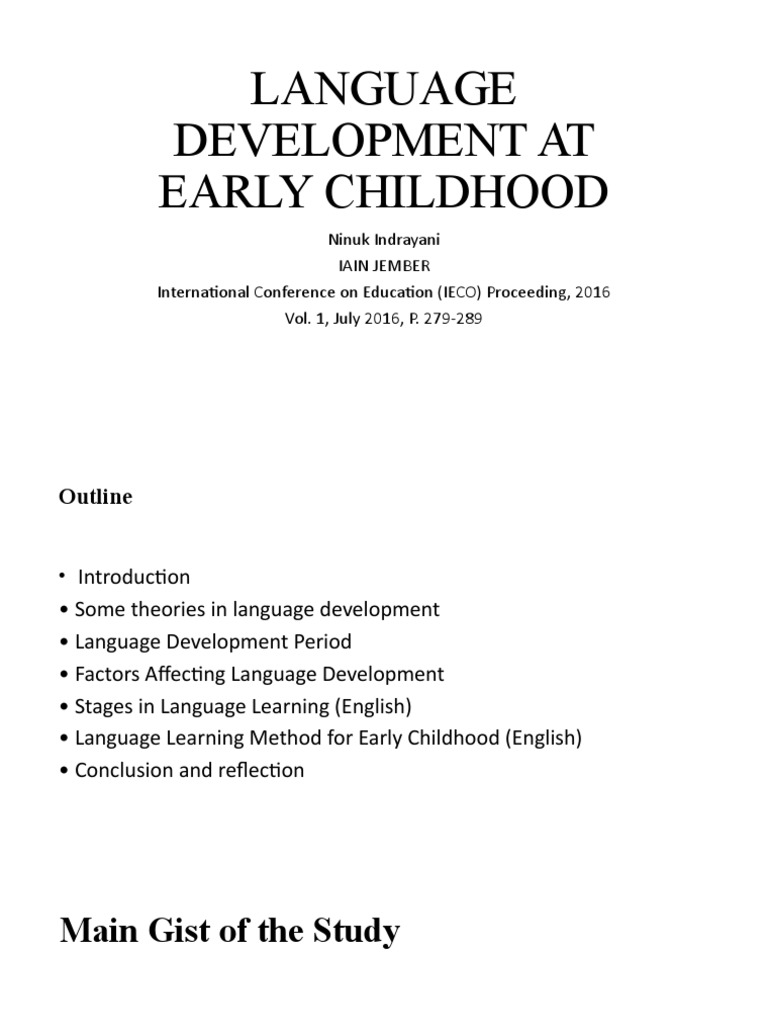 LANGUAGE DEVELOPMENT AT EARLY CHILDHOOD | PDF