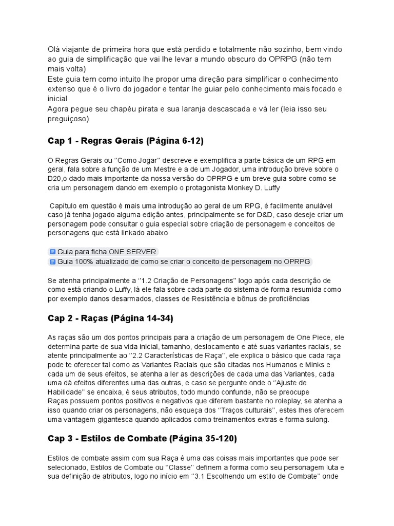Guia Prático para OPRPG | PDF | Jogos de RPG | Dungeons & Dragons (jogo)