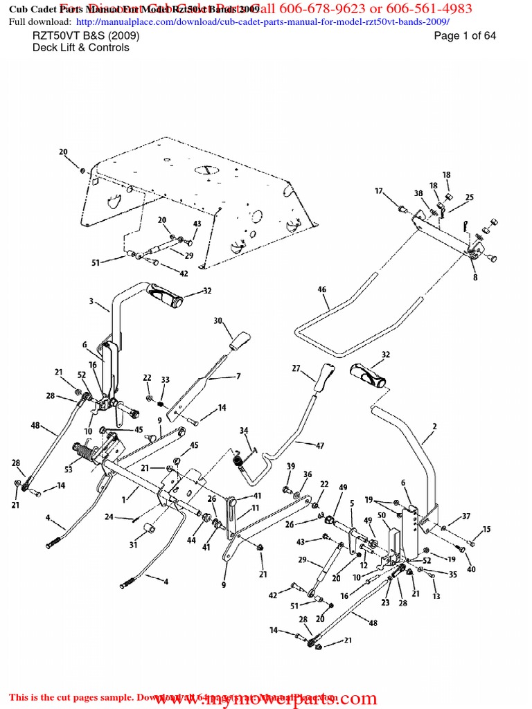 Cub Cadet Parts Manual For Model Rzt50vt Bands 2009 PDF Piston
