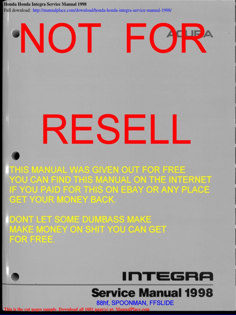 1998 Honda Integra Service Manual | PDF